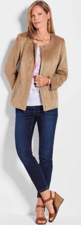 Ausdrucksstarke Lederimitatjacke mit supersoftem Griff - camel - Gr. 38 von Goldner Fashion