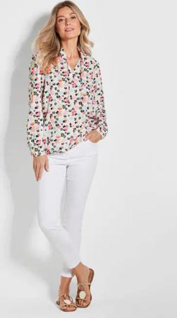 Zeitlose Bluse mit einzigartigem Druck - bunt / gemustert - Gr. 20 von Goldner Fashion