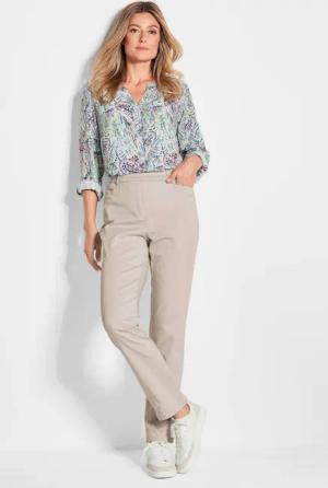 Schlupfhose LOUISA aus Baumwoll-Satin - beige - Gr. 20 von Goldner Fashion
