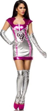 Kostüm 3-tlg. Weltraum Kostüm Space Woman Wetlook-Outfit Karneval
