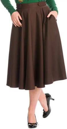 Banned A-Linien-Rock Di Di Plain Braun Retro Vintage Swing Skirt