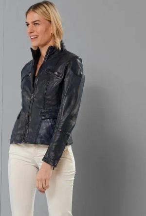 Jilani Lederjacke Zelie Jilani - Damen Lederjacke Lammnappa blau