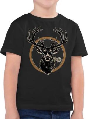 Shirtracer T-Shirt Cooler Hirsch Hirschgeweih Jäger (1-tlg) Mode für Oktoberfest Kinder Outfit