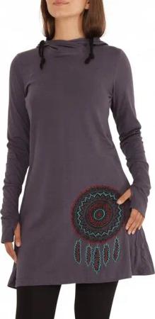PUREWONDER A-Linien-Kleid Kapuzenkleid Hoodiekleid dr41 Jersey