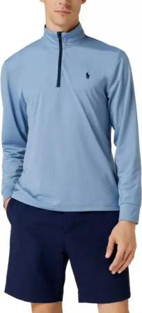 Ralph Lauren Strickpullover GOLF Half Zip Sweater Sweatshirt Jumper Pulli Pullover Stehkragen mit kontrastierendem Reißverschluss