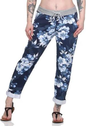 Aurela Damenmode Jogginghose Sommerhose leichte Schlupfhose Damen Haushose Blüten Design Größe 36 bis 46
