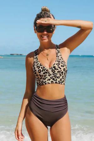 Midkini-Set mit Leopardenmuster und hoher Taille
