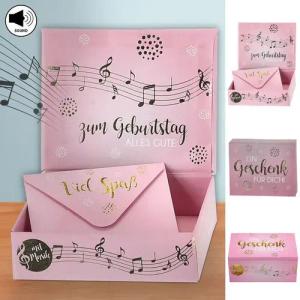 CEPEWA Geschenkbox Geschenkbox Musik 'Ein Geschenk für Dich' rosa 9x7x3,5cm Briefumschlag