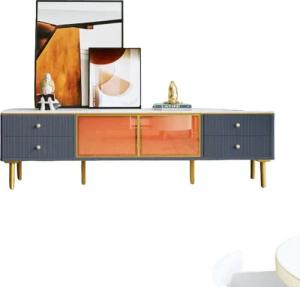 YRIIOMO TV-Bank Wohnzimmer moderner TV-Ständer in Marmoroptik mit goldenen Knöpfen (1 St)