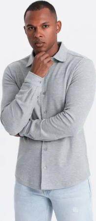 OMBRE Langarmhemd Herrenstrickhemd SLIM FIT langarm