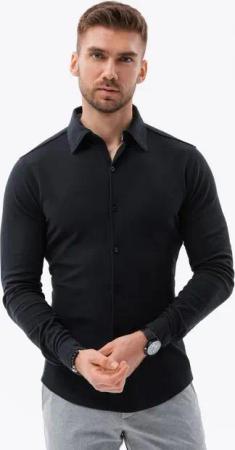 OMBRE Langarmhemd Herrenstrickhemd SLIM FIT langarm