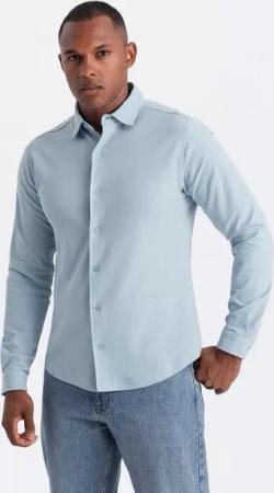 OMBRE Langarmhemd Herrenstrickhemd SLIM FIT langarm
