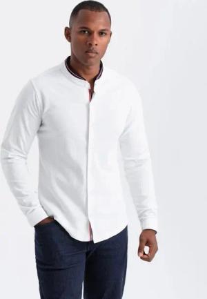 OMBRE Langarmhemd Herrenhemd SLIM FIT aus Baumwolle mit farbigen Stehkragen
