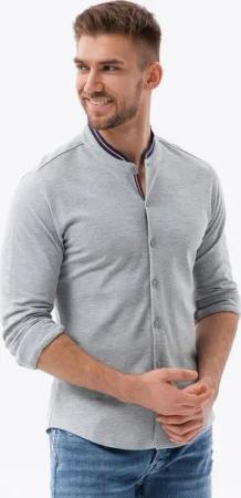 OMBRE Langarmhemd Herrenhemd SLIM FIT aus Baumwolle mit farbigen Stehkragen