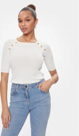 Luisa Spagnoli Bluse Contralto 58230 Weiß Slim Fit