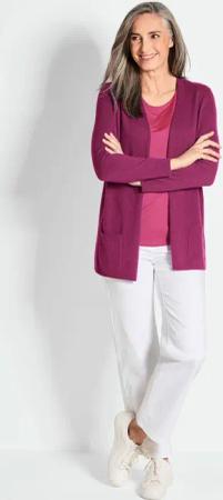 Kuschelweiche Kaschmir-Strickjacke - beere - Gr. 20 von Goldner Fashion