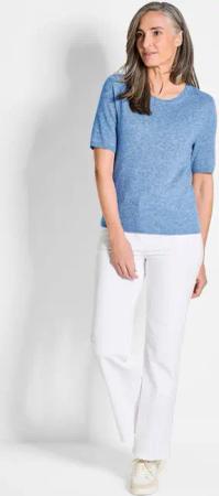 Halbarmpullover mit Rundhals aus Kaschmir - blau - Gr. 38 von Goldner Fashion