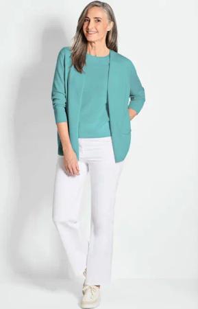 Kaschmir-Longstrickjacke - mint - Gr. 22 von Goldner Fashion