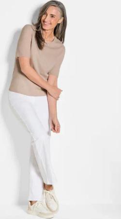 Halbarmpullover mit Rundhals aus Kaschmir - beige - Gr. 23 von Goldner Fashion