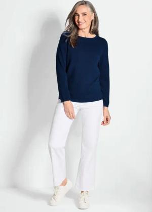 Kaschmirpullover mit U-Boot Ausschnitt - royalblau - Gr. 52 von Goldner Fashion