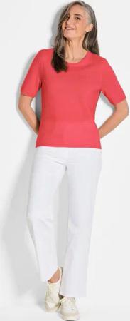 Halbarmpullover mit Rundhals aus Kaschmir - koralle - Gr. 25 von Goldner Fashion