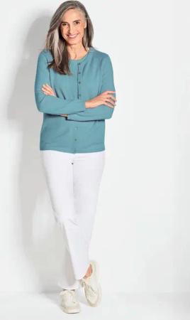 Kaschmirstrickjacke mit Rundhalsausschnitt - mint - Gr. 24 von Goldner Fashion