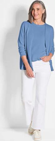 Kaschmir-Longstrickjacke - hellblau - Gr. 21 von Goldner Fashion
