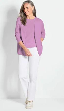 Kaschmir-Longstrickjacke - flieder - Gr. 42 von Goldner Fashion