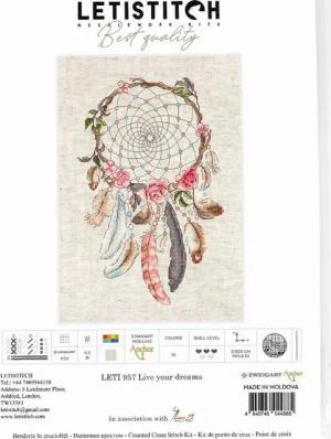 Letistitch Kreativset Letistitch Kreuzstich Set "Lebe deine Träume", Zählmuster, 23x15cm, (embroidery kit by Marussia)