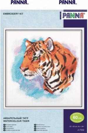 Panna Kreativset Panna Kreuzstich Set "Aquarell-Tiger", Zählmuster, 25x25cm, (embroidery kit by Marussia)