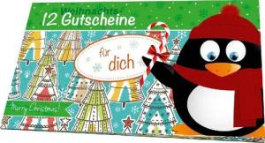 RNK Verlag Designpapier Gutscheinheft Idee & Stil -12 Weihnachtsgutscheine für dich- 150x80mm