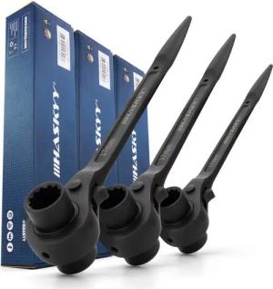 HASKYY Ratsche 3x Gerüstbauratsche 17x19mm Gerüstbau Gerüstknarre Bauschlüssel