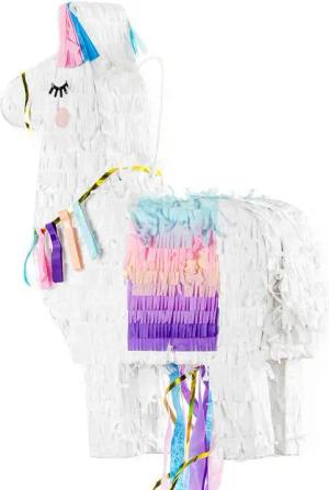 partydeco Pinata, Piñata 41x49,5x10cm Lama zum Befüllen Weiß