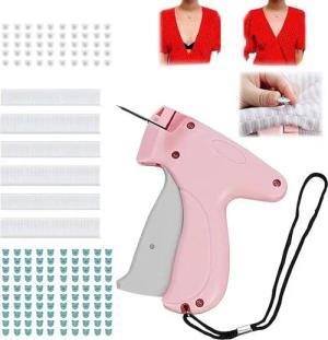 NUODWELL Freiarm-Nähmaschine Schnelles Fixiergerät für Kleidung, Mini Stichsäumpistole für Kleidung, Quilt-Tackerpistole,Mit 150 Bärenschnallen und 1100 Kunststoffnadeln
