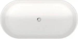 Duravit Badewanne Soleil, (freistehende Badewanne, freistehende Wanne, inkl. Ablaufgarnitur), aus DuroCast Plus (Mineralguss), 160x80 cm, Weiß Matt, Oval
