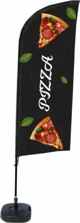 Showdown Displays Standregal Beachflag - Komplett-Set - Pizza - Schwarz, 1-tlg.