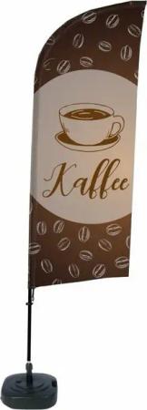 Showdown Displays Standregal Beachflag - Komplett-Set - Kaffee Deutsch - Braun/Schwarz, 1-tlg.