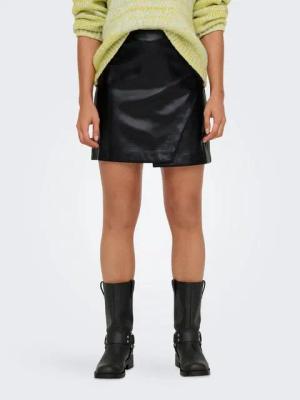 ONLY Lederimitatrock ONLZETA HW FAUX LEA SKIRT CC PNT mit Wickeloptik
