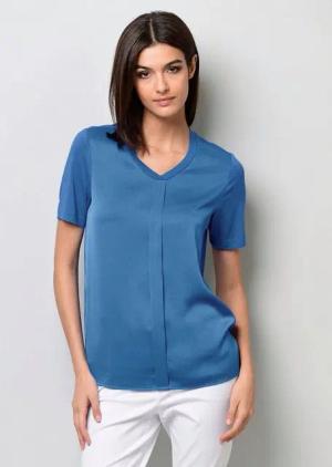 Alba Moda Kurzarmshirt Shirt mit Falten
