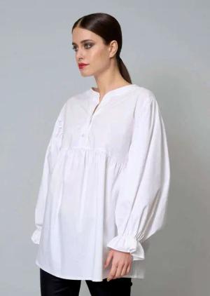 Alba Moda Schlupfbluse Popelinebluse mit Stehkragen