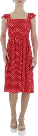 Ital-Design Sommerkleid Damen Freizeit (85941353) Rüschen Gepunktet Sommerkleid in Rot