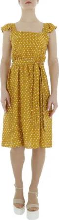 Ital-Design Sommerkleid Damen Freizeit (85941350) Rüschen Gepunktet Sommerkleid in Orange