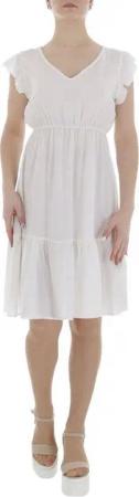 Ital-Design Sommerkleid Damen Freizeit (85941295) Rüschen Sommerkleid in Weiß