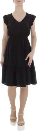 Ital-Design Sommerkleid Damen Freizeit (85941304) Rüschen Sommerkleid in Schwarz