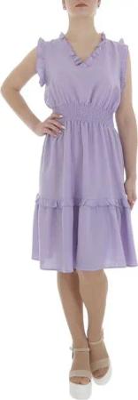 Ital-Design Sommerkleid Damen Freizeit Stufenkleid (85941324) Rüschen Sommerkleid in Lila
