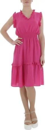 Ital-Design Sommerkleid Damen Freizeit Stufenkleid (85941326) Rüschen Sommerkleid in Pink