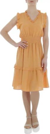 Ital-Design Sommerkleid Damen Freizeit Stufenkleid (85941322) Rüschen Sommerkleid in Orange
