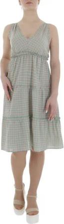 Ital-Design Sommerkleid Damen Freizeit Stufenkleid (85941360) Volants Kariert Sommerkleid in Grün