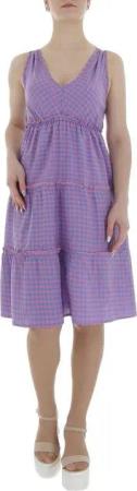 Ital-Design Sommerkleid Damen Freizeit Stufenkleid (85941359) Volants Kariert Sommerkleid in Lila