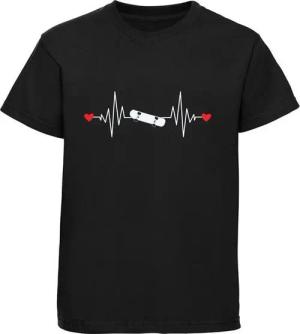 MyDesign24 T-Shirt Kinder Print Shirt Herzschlaglinie mit Skateboard Bedrucktes Jungen und Mädchen Skater T-Shirt i528
